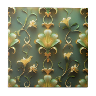 Azulejo Elegant Floral Art Nouveau Ceramic Tile