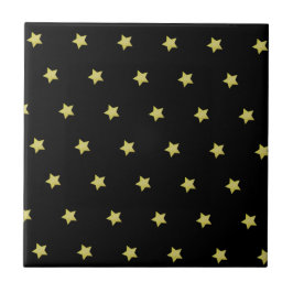 Azulejo Elegant Gold & Black Star Pattern 
