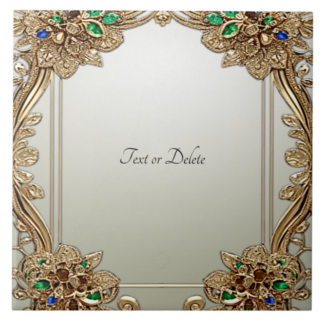Azulejo Elegant Gold Ornate Ceramic Tile (Frente)