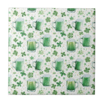 Elegant Green Beer Mugs and Shamrocks White