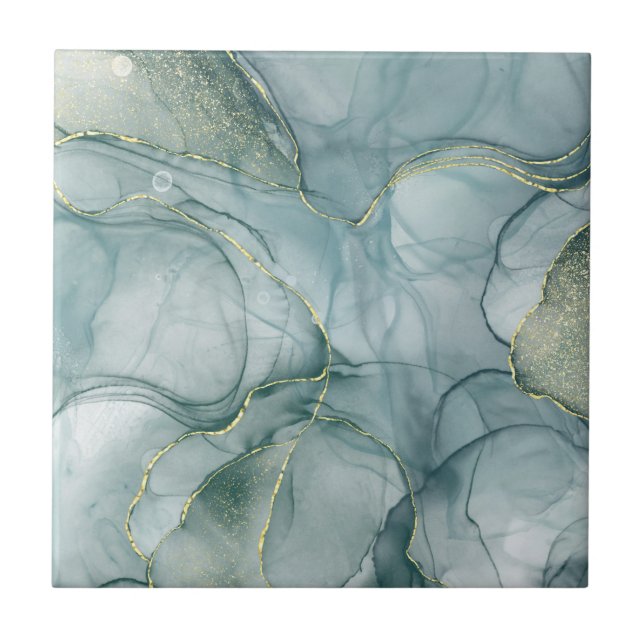 Azulejo Elegant Green Marble Pattern Ceramic Tile (Frente)