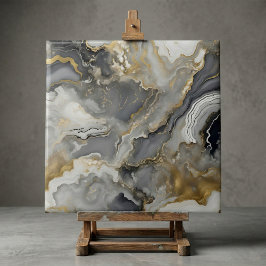 Azulejo Elegant Grey and Gold Liquid Marble Agate