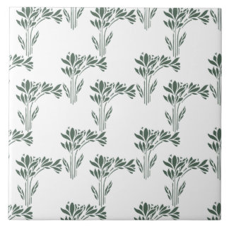 Azulejo Elegant Grey-Green Botanical Pattern