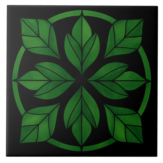 Azulejo Elegant Leaves Pattern Ceramic Tile (Frente)