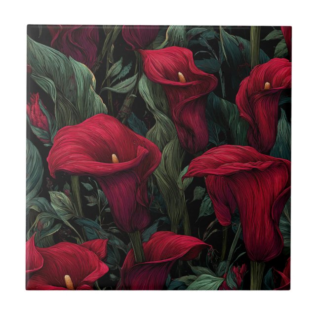 Azulejo Elegant Mediterranean Calle Lilies Tiles  (Frente)