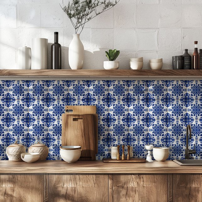 Azulejo Elegant Mediterranean Navy Blue White Pattern (Subido por el creador)