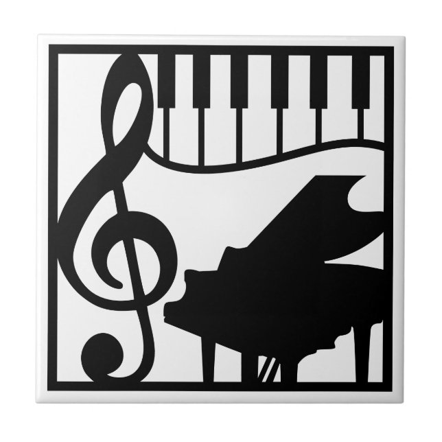 Azulejo Elegant Music Piano Keyboard Clef Note Stylish (Frente)