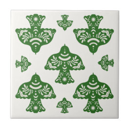 Azulejo Elegant natural greenery folk art birds Italian