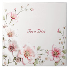 Azulejo Elegant Pink White Floral Ceramic Tile