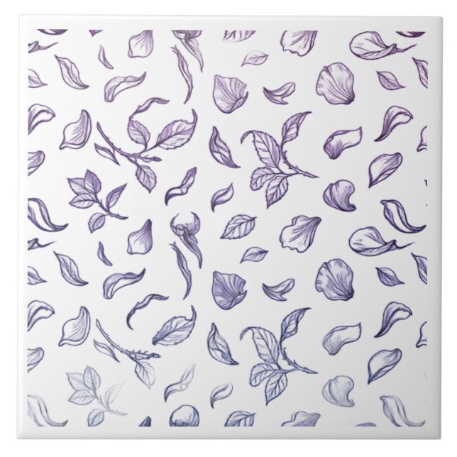 Azulejo Elegant Purple Rose Petal Pattern Ceramic Tile -  (Frente)