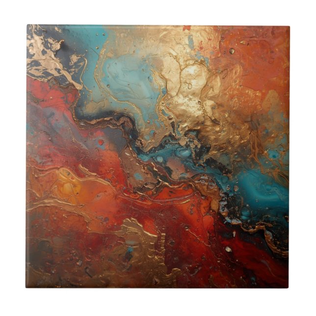 Azulejo Elegant Rich Copper Patina Metallic gold  (Frente)