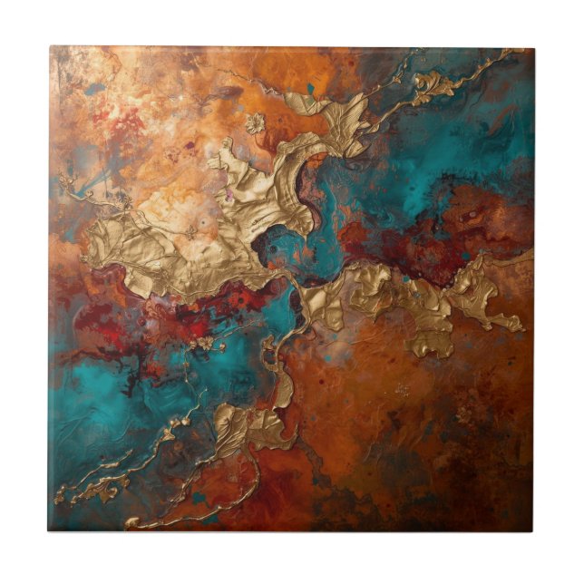 Azulejo Elegant Rich Copper Patina Metallic gold  (Frente)