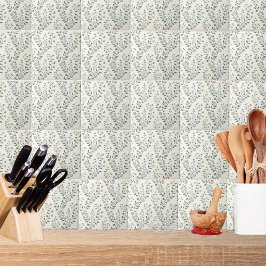 Azulejo Elegant Sage Cream Minimalist Boho Floral Pattern