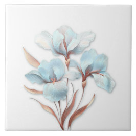 Azulejo Elegant Turquoise Rose Gold Stylized Lilies