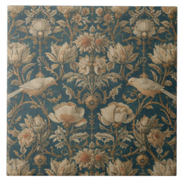 Azulejo Elegant Vintage Nouveau Floral Birds