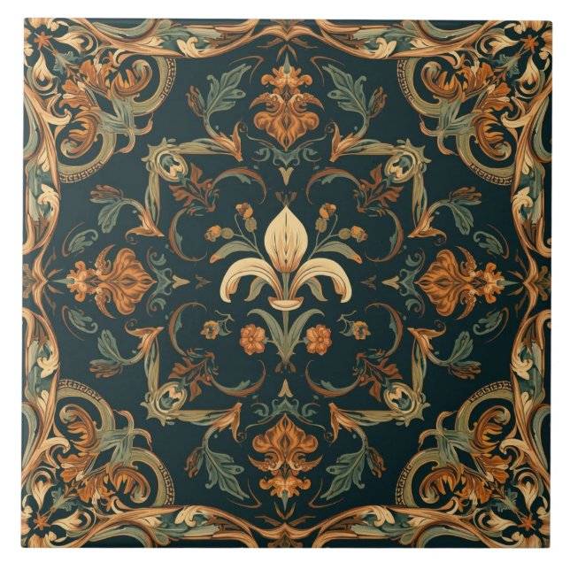 Azulejo Elegant Vintage Nouveau Floral Birds (Frente)