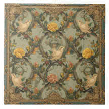 Elegant Vintage Nouveau Floral Birds