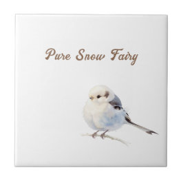 Azulejo Elegant Watercolor Long-Tailed Tit Pure Snow Fairy