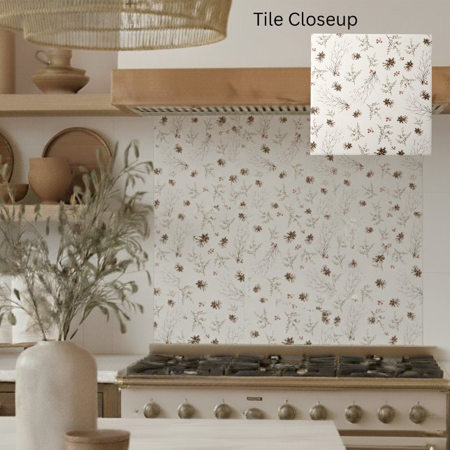 Azulejo Elegant Watercolor Woodland Winterberry Pattern (Subido por el creador)