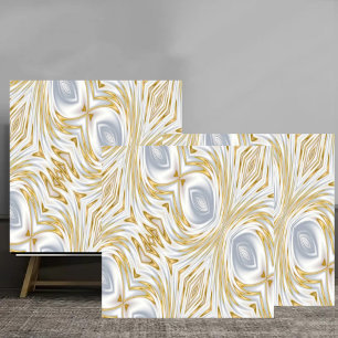 Azulejo Elegant White and Gold Abstract Swirl Pattern