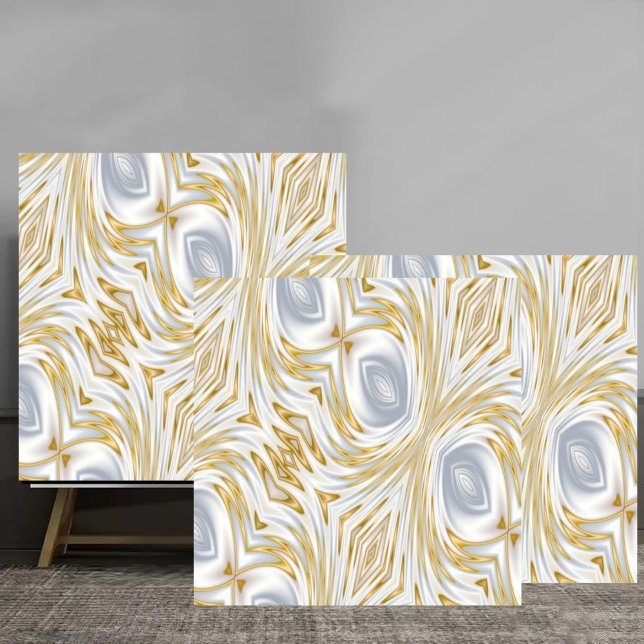 Azulejo Elegant White and Gold Abstract Swirl Pattern (Subido por el creador)
