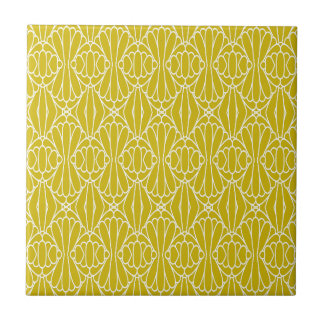 Azulejo Elegant Yellow Art Deco Pattern with Diamond Motif