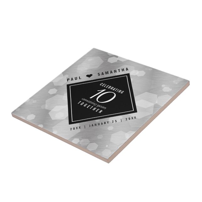 Azulejo Elegante 10° Aniversario del Boda Tin (Lado)