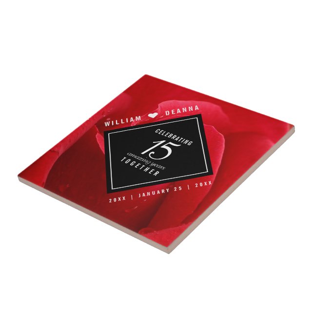 Azulejo Elegante 15º Rosa Boda Aniversario (Lado)