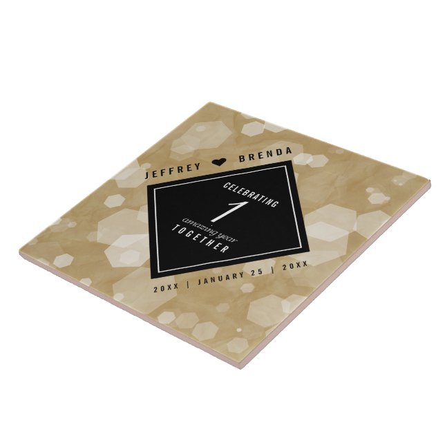 Azulejo Elegante 1er aniversario de Boda de papel (Lado)