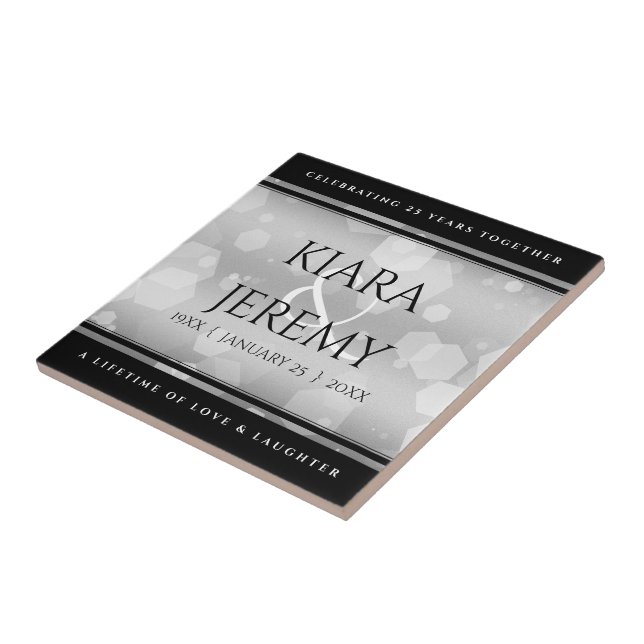 Azulejo Elegante 25° aniversario Boda de Plata (Lado)