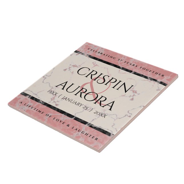 Azulejo Elegante 37° Aniversario del Boda de Alabastro (Lado)