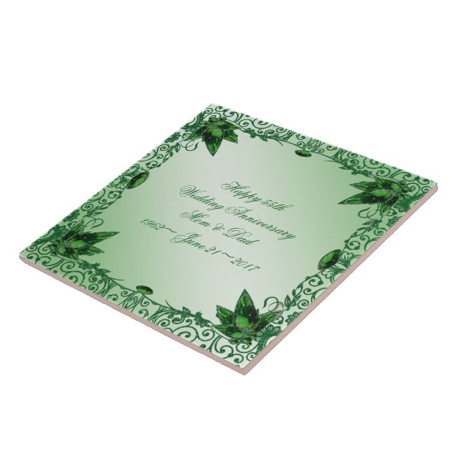 Azulejo Elegante 55º Aniversario Boda Tile (Lado)
