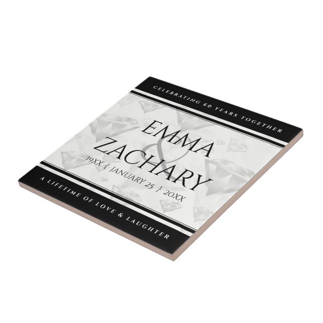 Azulejo Elegante 60.º 75° Aniversario del Boda del Diamant (Lado)