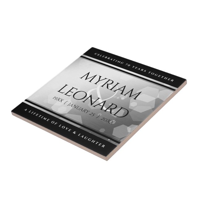 Azulejo Elegante 70° Aniversario del Boda Platino (Lado)