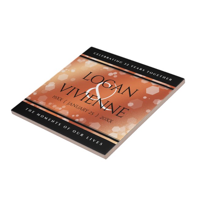 Azulejo Elegante 8.º aniversario del Boda de bronce (Lado)