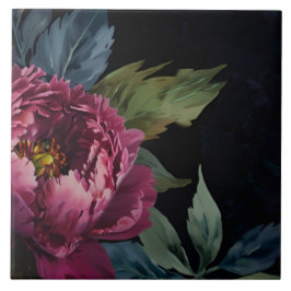 Azulejo Elegante acuarela floral rosa oscuro