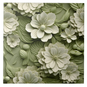 Azulejo Elegante alivio floral Grabado en relieve 3D