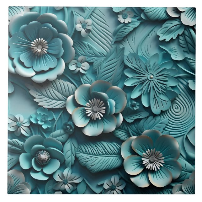Azulejo Elegante alivio floral Grabado en relieve 3D (Frente)