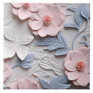 Azulejo Elegante alivio floral Grabado en relieve 3D