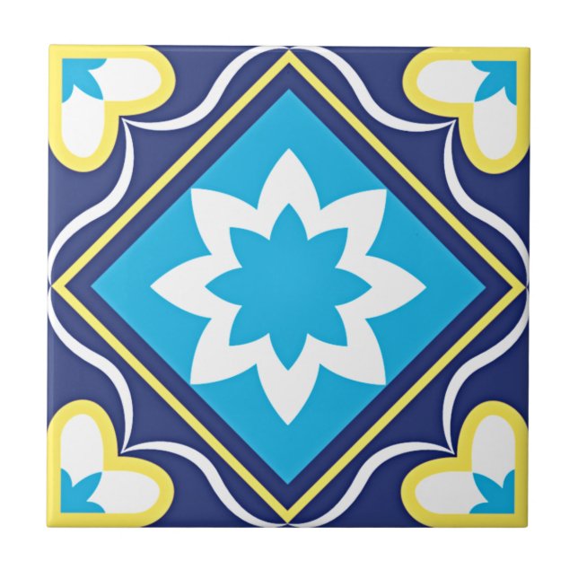Azulejo Elegante amarillo blanco ornamental (Frente)