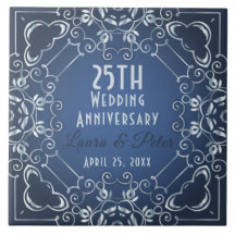 Elegante Aniversario Boda Azul y Plata