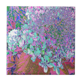 Azulejo Elegante Aqua y Purple Limelight Hydrangea Detalle