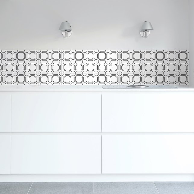 Azulejo Elegante Art Deco Simple Geométrico Blanco Negro (Subido por el creador)