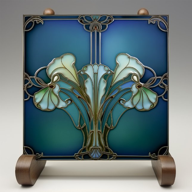 Azulejo Elegante Art Nouveau Iris Bloom Tile cerámico (Subido por el creador)