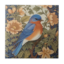 Azulejo Elegante ave azul oriental William Morris inspirad