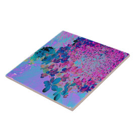 Azulejo Elegante azul oscuro e hidrangea recta magenta