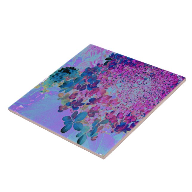 Azulejo Elegante azul oscuro e hidrangea recta magenta (Lado)