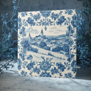 Azulejo Elegante azul Toile De Jouy jardín rústico campest