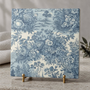 Azulejo Elegante Azul Vintage Toile de Jouy Lago Floral Mo