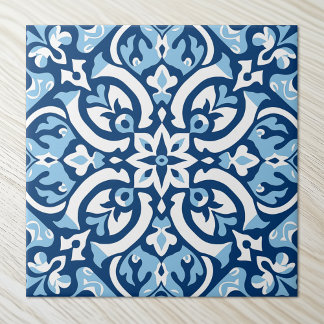 Azulejo Elegante azul y blanco